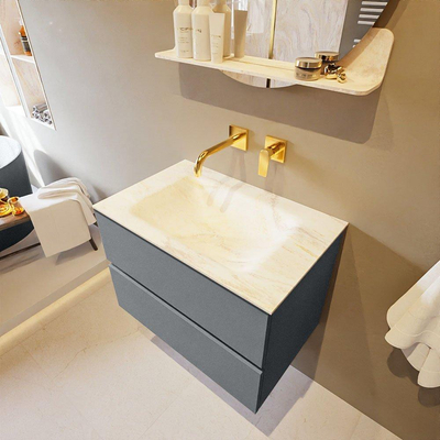 Mondiaz VICA-DLUX Ensemble de meuble de salle de bain - 70cm - meuble sous-vasque plata - 2 tiroirs - lavabo encastrée cloud milieu - sans trous de robinet - version haute de 60cm - ostra