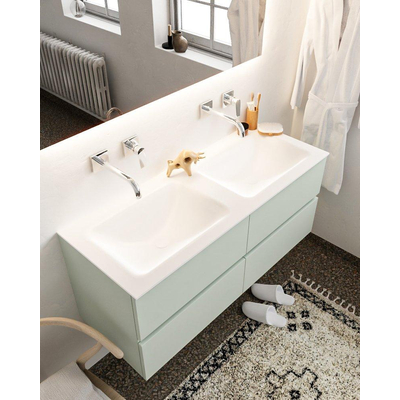 Mondiaz VICA ensemble de meuble de salle de bain - 120cm - meuble sous-vasque gris - 4 tiroirs - lavabo cloud double - sans trou de robinet - miroir LED - version XL 60cm de haut