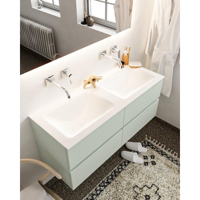 MONDIAZ VICA Ensemble de meuble salle de bain - 120cm - 4 tiroirs - lavabo Cloud double - 0 trou de robinet - solid surface gris