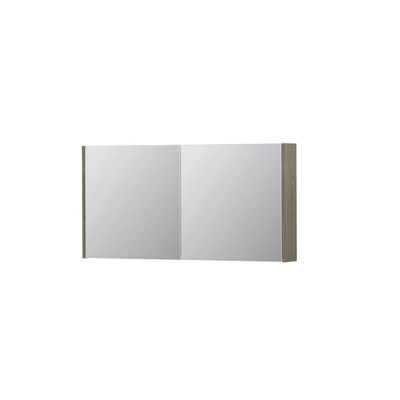 INK SPK1 Spiegelkast - 120x14x60cm - 2 deuren - dubbelzijdige Spiegel - schakelaar en stopcontact - MFC Greige eiken
