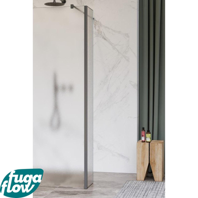 FugaFlow Eccelente Vetro Paroi latérale - 40x200cm - verre satiné - 8mm - avec profilé d'angle - Gunmetal brossé