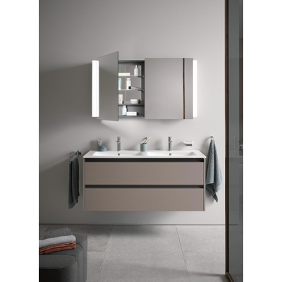 Duravit Ketho 2 meuble sous-lavabo avec 2 tiroirs pour double lavabo 128x48x55cm avec poignées basalte anthracite mat
