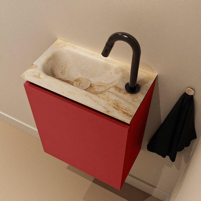 MONDIAZ TURE-DLUX Meuble de WC 40 cm Fire. EDEN lavabo Frappe position gauche. Avec 1 trou de robinet.