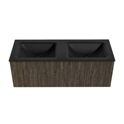 Mondiaz KURVE Ensemble de meuble de salle de bains - 120x46x40cm - 1 tiroir - lavabo solid surface - double - sans trou de robinet - Shadow