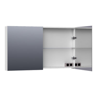 BRAUER Impress armoire de toilette – 119 x 70 x 15 cm – 2 portes, portes-miroir double face – Blanc mat