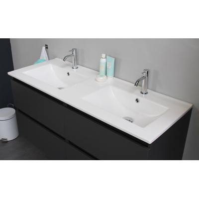 Basic Bella Meuble avec lavabo acrylique 120x55X46cm 2 trous de robinet Anthracite mat