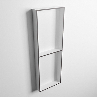 Mondiaz Easy nis 29.5x149.5x8cm voor Inbouw/opbouw 2 open vakken Solid surface Talc/DarkGrey