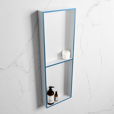 Mondiaz Easy nis 29.5x149.5x8cm voor Inbouw/opbouw 2 open vakken Solid surface Talc/Jeans
