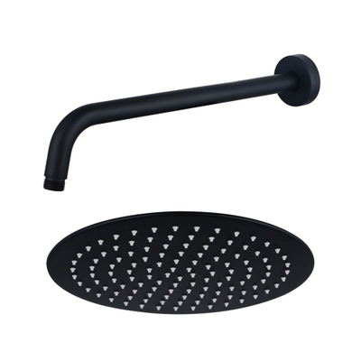 FugaFlow Eccelente Acces Douche de tête - 25cm - ronde - bras mural 35cm - noir mat