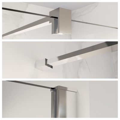 FugaFlow Eccelente Vetro ensemble de profil 200cm + barre de renfort 120cm chrome -