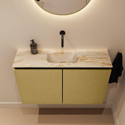 MONDIAZ TURE-DLUX Meuble de toilette 80cm Oro. EDEN lavabo Frappe position milieu. Sans trou de robinet.