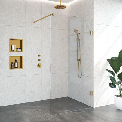 BRAUER Void inloopdouche helder glas 110x200 incl. glascoating PVD goud geborsteld