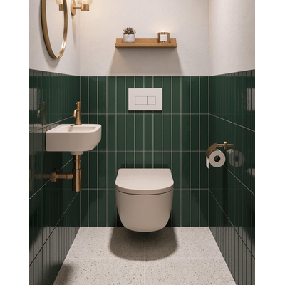 QeramiQ Dely Ensemble WC - réservoir encastré Qeramiq Flush - abattant 35mm - plaque de commande blanche brillante en plastique - boutons rectangulaires - beige