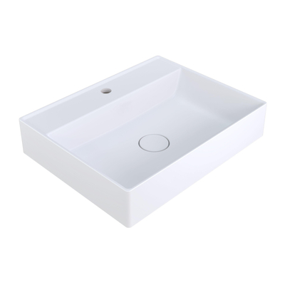 Arcqua Edge Lavabo à poser - 60x47x12cm - 1 trou de robinet - marbre de synthèse - blanc mat