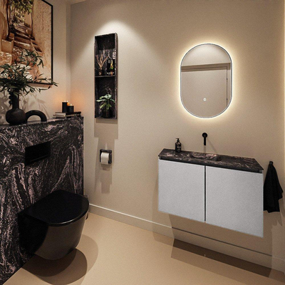 MONDIAZ TURE-DLUX Meuble toilette - 80cm - Plata - EDEN - vasque Lava - position centrale - sans trou de robinet