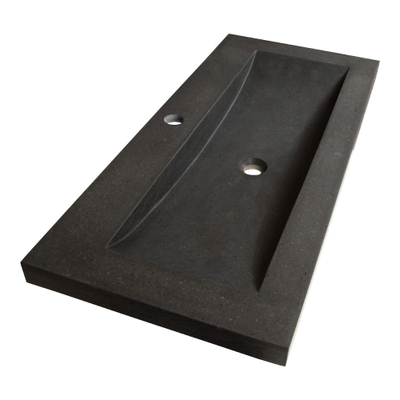 BRAUER Magma lavabo 100x46x5cm - 1 cuve - 1 trou de robinet - pierre naturelle - basalte anthracite