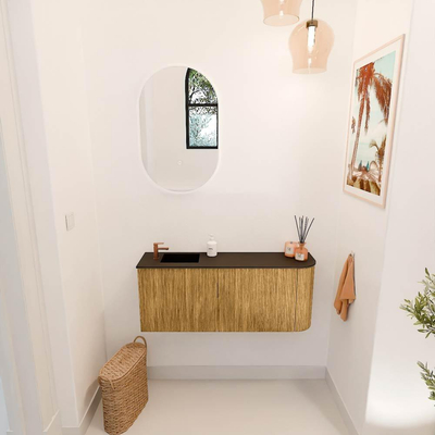 Mondiaz JOYA 101.6cm toiletmeubel - ronding rechts kleur Oak - Wastafel FAYE positie Links 1 kraangat kleur Urban.