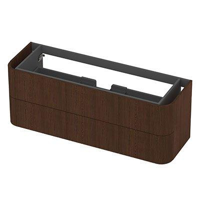 INK Concept R Wastafelonderkast - 140x45x52cm - 2 lades - opliggende grepen - gefreesd - afgeronde hoeken - MDF - shadow veneer
