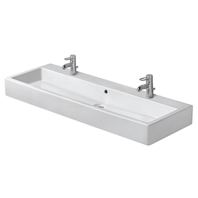 Duravit Vero Lavabo 120xcm avec 2 trous pour robinetterie et trop plein avec Wondergliss Blanc