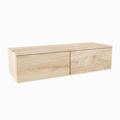 MODULE MONDIAZ ALAN Meuble sous lavabo - 120x45x30cm - 2 tiroirs - push to open - Mélamine - Chêne blanchi mat