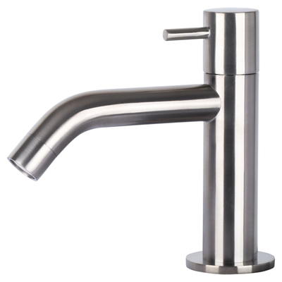 Differnz Ribble fonteinset - 38x18x8cm - Rechthoek - 1 kraangat - gebogen chroom matte kraan - natuursteen zwart SHOWROOMMODEL