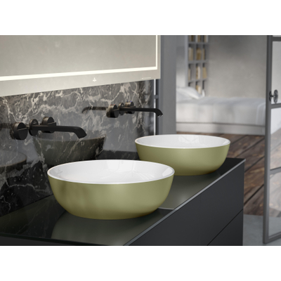 Villeroy & Boch Artis opzetwastafel - 43x43cm - zonder kraangat - zonder overloop - Sage Green (glans groen)