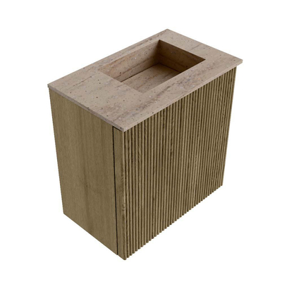 Mondiaz JOYA-DLUX 40cm toiletmeubel - kleur Dusk - Wastafel FAYE positie Rechts 1 kraangat kleur Saba.