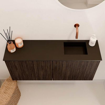 Mondiaz JOYA 90cm meuble de salle de bains WC - couleur Walnut - Vasque FAYE position Droite Sans trou de robinet couleur Urban.