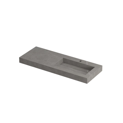INK Pitch wastafel - 120x45x9cm - 1 wasbak rechts - 1 kraangat - drain keramiek Armani grey mat