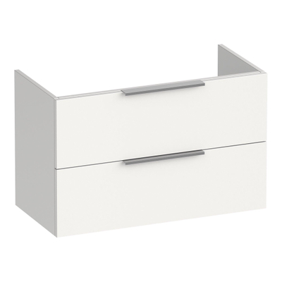 BRAUER Elevate meuble sous lavabo peu profond 80 excl. poignées à poser 2 tiroirs softclose et 1 découpe pour le siphon - mat blanc