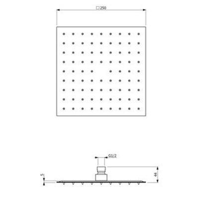 Napoli douche de tête carrée 25x25cm 9L/min. chrome