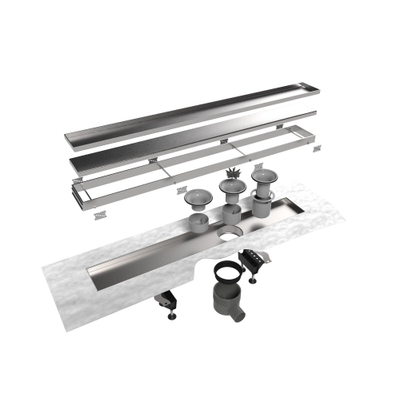 Easy Drain Multi TAF caniveau simple plaque 200cm avec grille design Zero inox