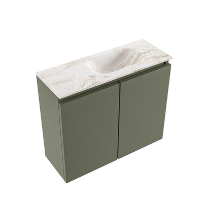 MONDIAZ TURE-DLUX meuble de toilettes 60 cm Army. EDEN vasque Frappe position à droite. Avec 1 trou de robinet.