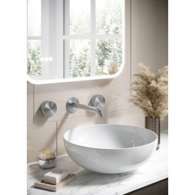 Crosswater 3ONE6 Wastafelkraan inbouw - gebogen uitloop 18cm - geborsteld RVS