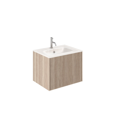 Crosswater Limit Badkamermeubelset - 60x45x45cm - 1 lade - glazen wastafel - modern oak/anthracite (hout)