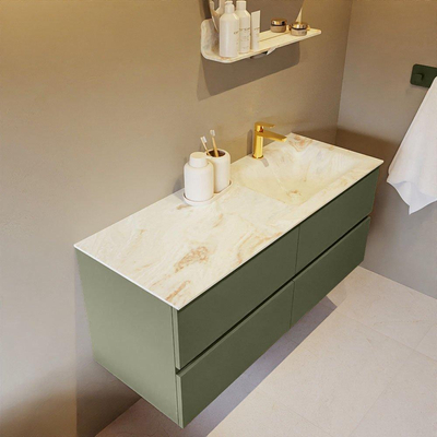 MONDIAZ VICA-DLUX Ensemble meuble de salle de bains - 120cm - meuble bas army - 4 tiroirs - lavabo encastré cloud à droite - 1 trou de robinet - version haute 60cm - frape