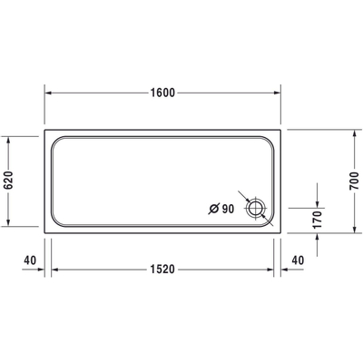 Duravit D-code douchebak 160x70x8.5cm acryl rechthoekig wit