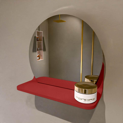 Mondiaz SPOT spiegel – Ø30 cm – met planchet – Fire (rood)