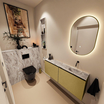 MONDIAZ TURE-DLUX Meuble toilette - 120cm - Oro - EDEN - vasque Glace - position droite - sans trou de robinet