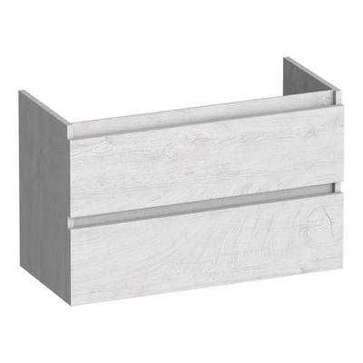 BRAUER Joy wastafelonderkast ondiep - 80x39x50cm - 2 softclose lades - greeploos - 1 sifon uitsparing - Forest Seashell