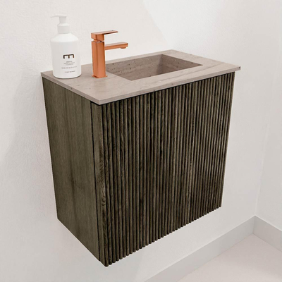 Mondiaz JOYA-DLUX 40cm toiletmeubel - kleur Shadow - Wastafel FAYE positie Rechts 1 kraangat kleur Saba.