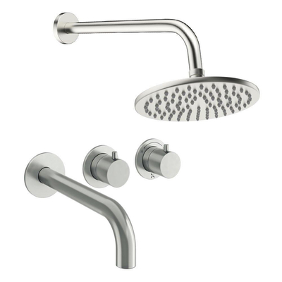 Crosswater MPRO Module inbouw regendoucheset – Ø20 cm hoofddouche – 2 hendels – baduitloop – RVS geborsteld