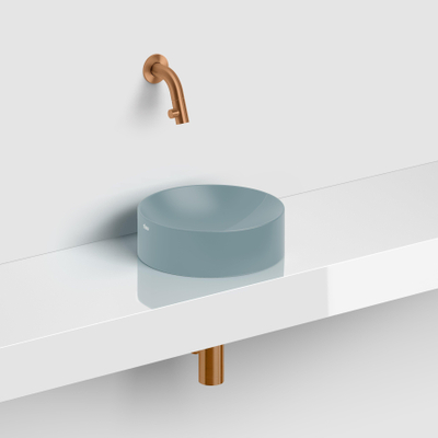 Clou Vale lave-mains 22cm céramique rond sans plage de robinetterie bleu mat