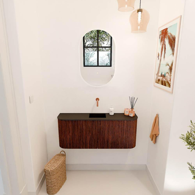 Mondiaz JOYA 103.2cm toiletmeubel - ronding links en rechts kleur Ruby - Wastafel FAYE positie Midden Zonder kraangat kleur Urban.