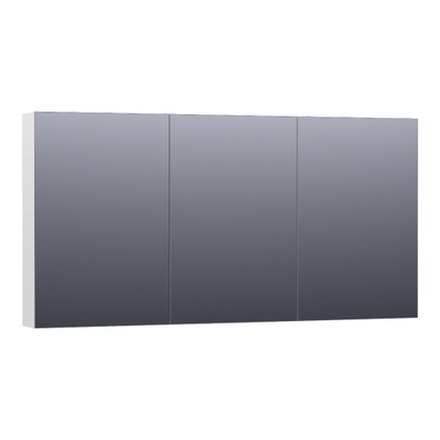 BRAUER Plain Spiegelkast - 140x70x15cm - 3 links- en rechtsdraaiende spiegeldeuren MDF - hoogglans wit