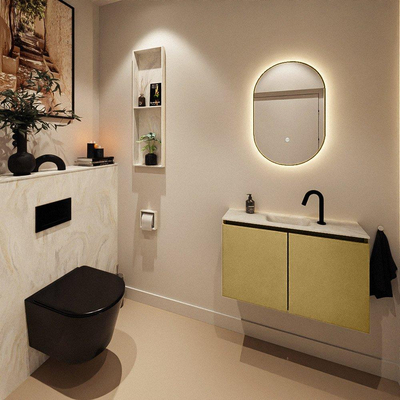 MONDIAZ TURE-DLUX Meuble toilette - 80cm - Oro - EDEN - vasque Ostra - position centrale - 1 trou de robinet