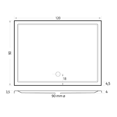 Xenz Mariana douchebak - 120x90x7 - Acryl - pergamon