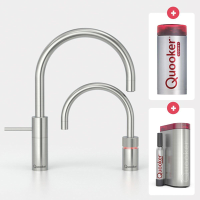 Quooker Nordic robinet rond d'eau bouillante corps extractible avec réservoir combi+ acier inoxydable