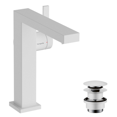 Hansgrohe Tecturis E 1 greeps wastafelkraan - 150 Fine - coolstart - met PushOpen - waste set - mat wit