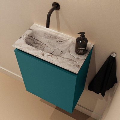 MONDIAZ TURE-DLUX meuble de toilettes 40 cm Smag. EDEN lavabo Glace position gauche. Sans trou de robinet.